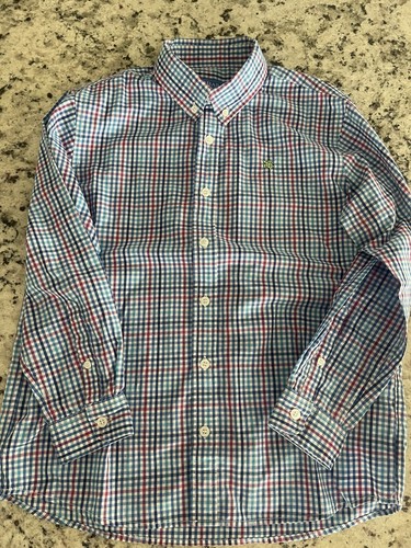 J Bailey Boys Dress Shirt Aqua Blue Multi Color Plaid Size 10 Roscoe Shirt