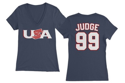 USA 2026 World Baseball Champions Judge 99 Two-Sided Ladies' V-Neck Tshirt