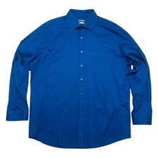 VAN HEUSEN Men Dress Shirt Blue Regular XL 17-34/35 Long Sleeve Button Down