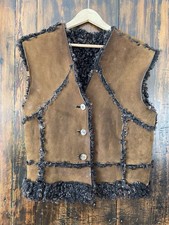 Reversible Authentic Shearling Leather Vest Women s Size Small - Vintage