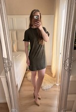 Dunkelgrünes Kleid In Wildlederoptik S Rüsc...