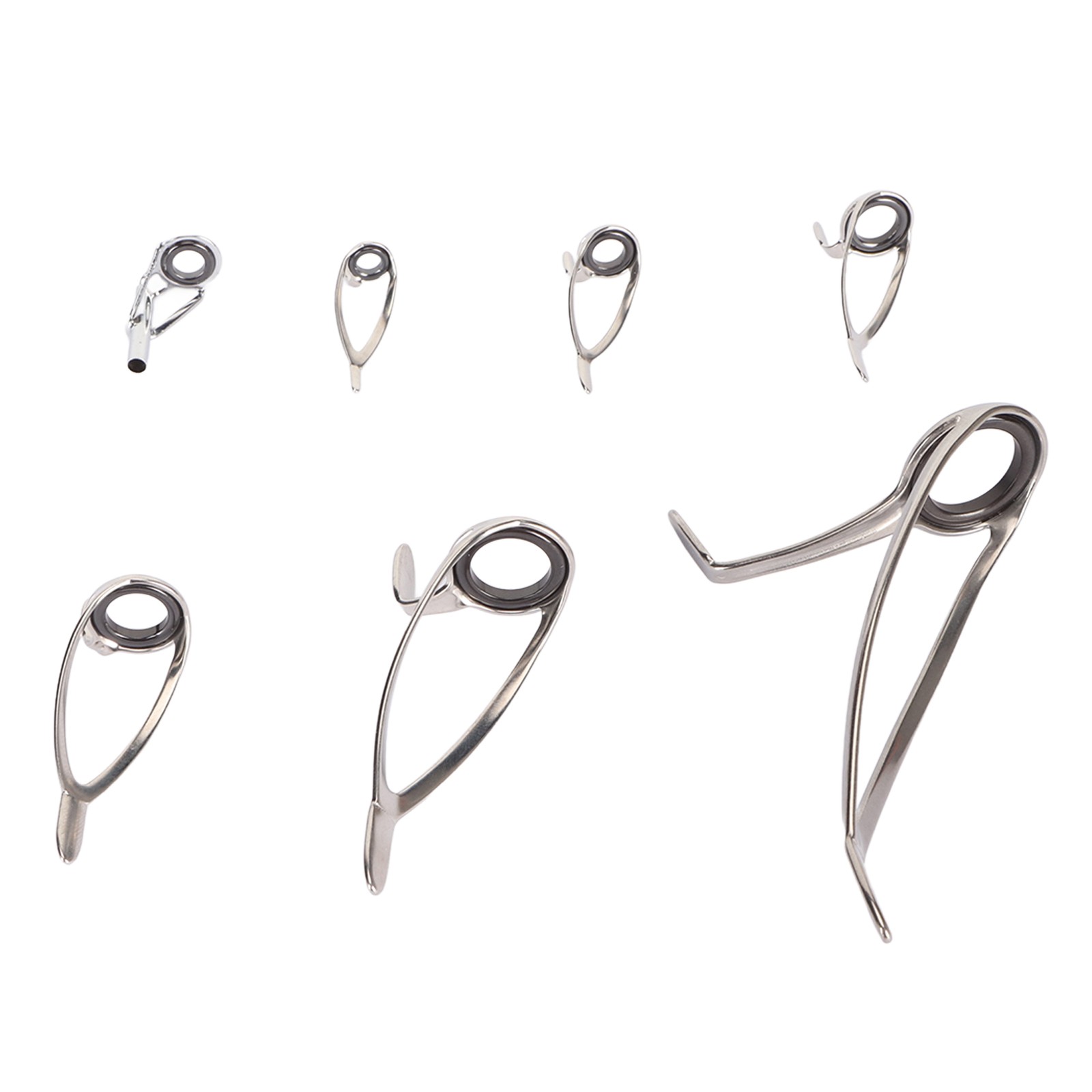 Steel Ceramic Guides Ring 7 Sizes Double Legs Fishing Rod Guides Rings For