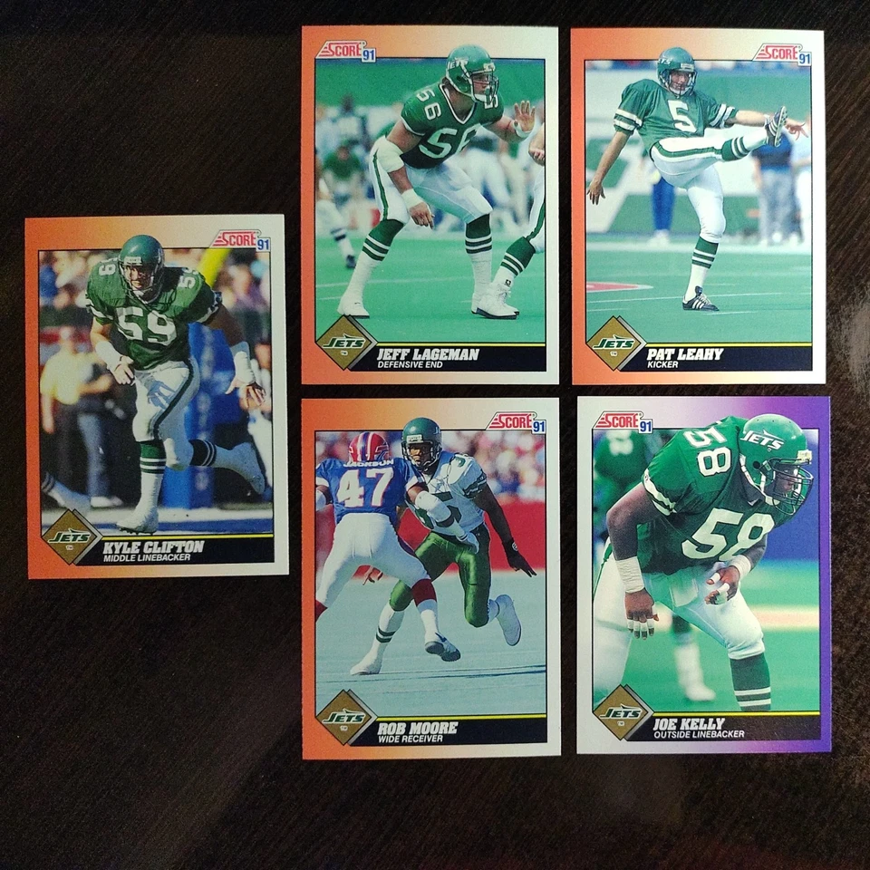 1991 Score - Clifton, Kelly, Leahy, Nagle, Moore, Jeff Lageman - New York Jets - Image 2 of 4