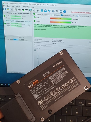 Samsung 860 EVO 500GB 2.5" SSD - MZ-76E500 Hard Drive SSD - TESTED - Afbeelding 3 van 8