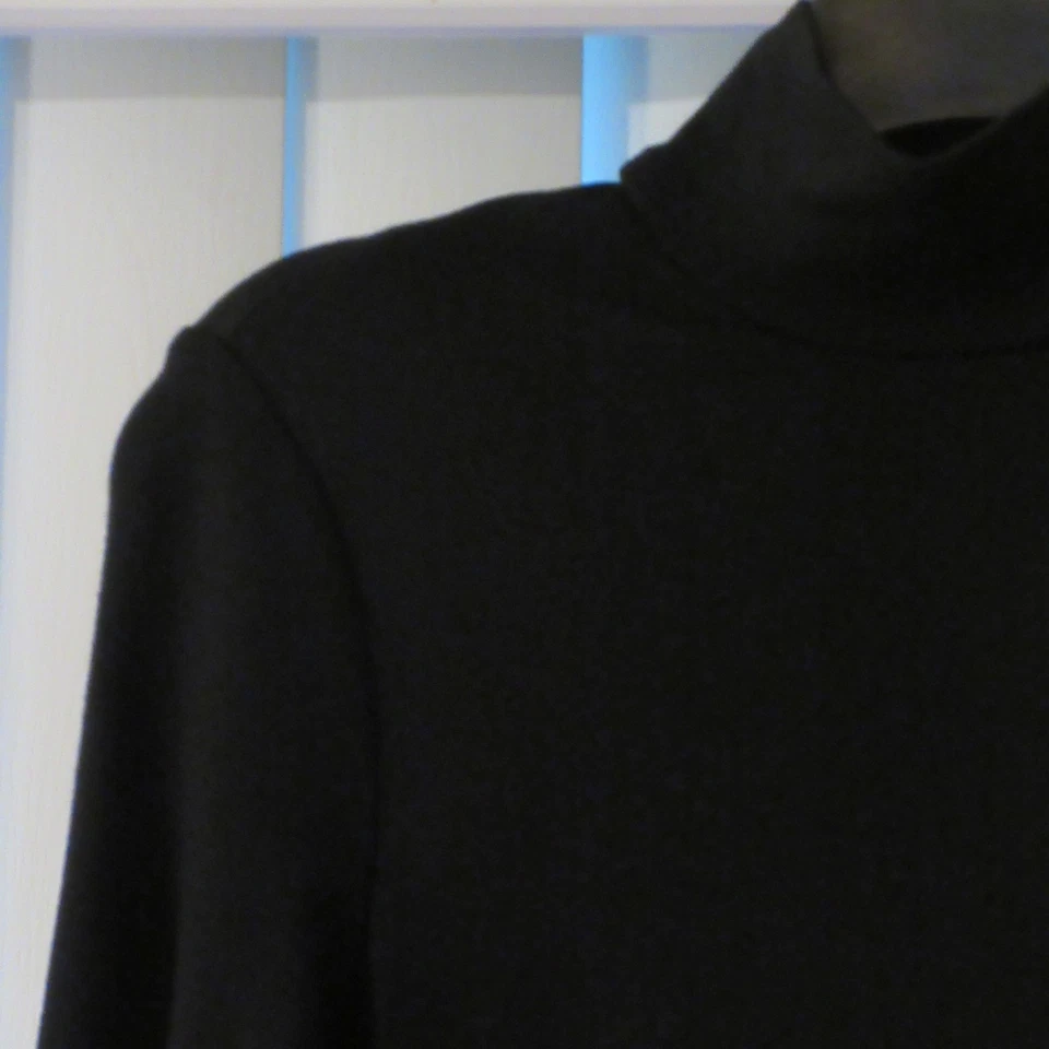 Vestido maxi feminino Anne Klein manga longa gola simulada preto CINTO FALTANDO pequeno B4 - Imagem 2 de 4