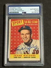 FRANK MALZONE 1958 TOPPS ALL STAR SIGNED AUTOGRAPHED CARD #481 PSA/DNA CERTIFIED
