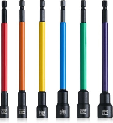 Extra Long Nut Driver Bit Set 6pcs Sae/metric Magnetic Nut Driver Set 1/4''~9/16