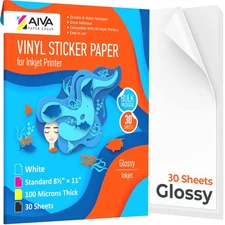 Printable Vinyl Sticker Paper - Waterproof Decal Paper for Inkjet Printer - 3...