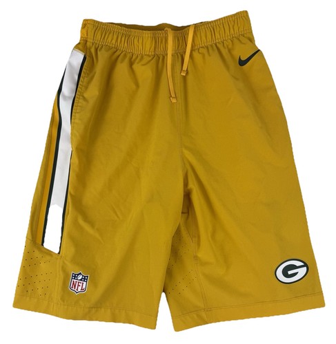 Nike Green Bay Packers Shorts Mens Small Yellow NFL Football On Field Apparel