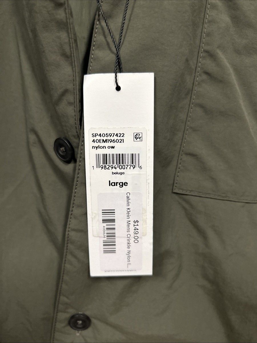 $149 Calvin Klein Men's Crinkle Nylon Shirt Jacket - Grey - L | eBay