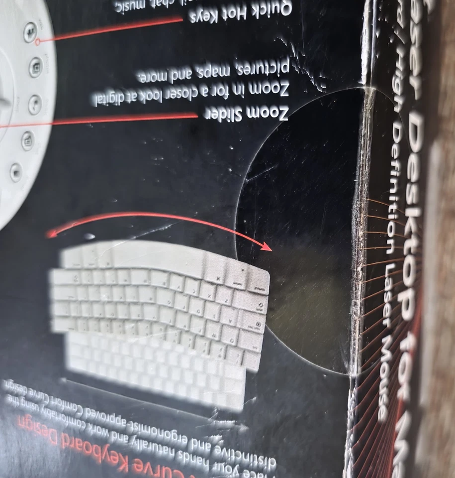 NOS Microsoft Wireless Laser Desktop Comfort Keyboard Mouse Reciever New NIB  - Image 3 of 4