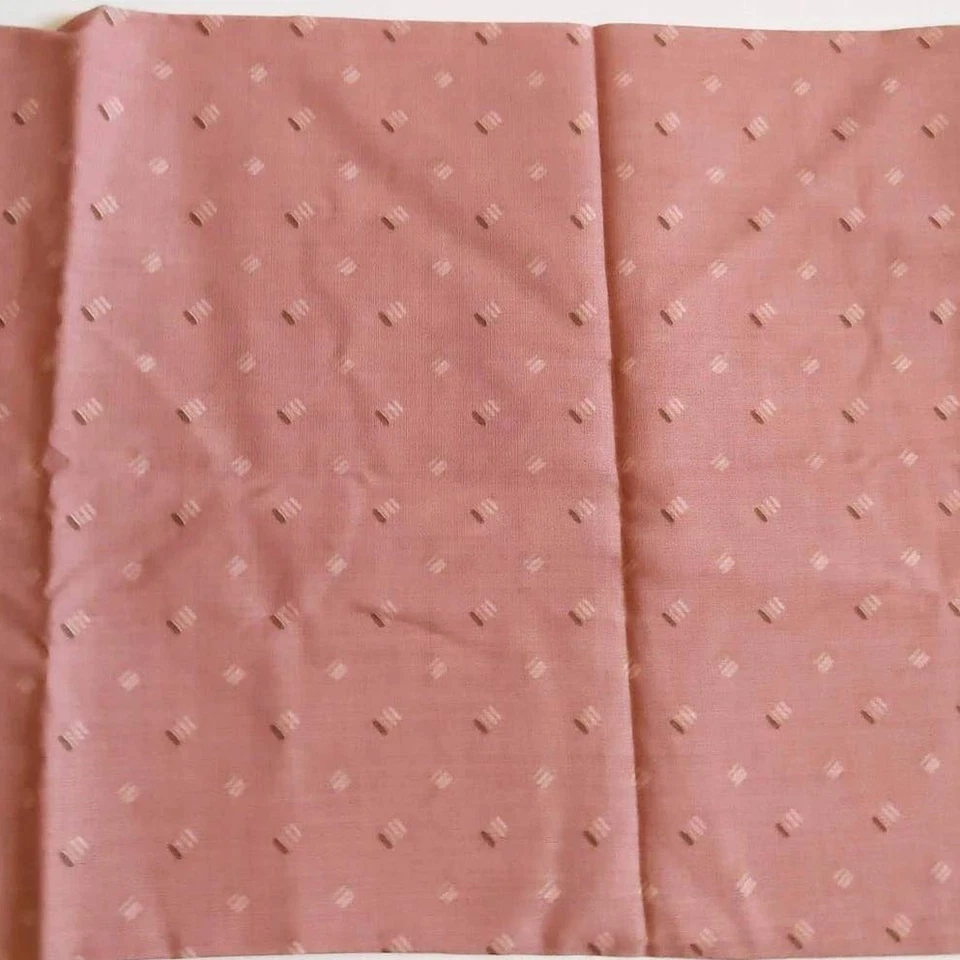 3/4 yd Pink Geometric Pattern Linen Fabric, White/Brown, Vintage UCC Chetley - Image 2 of 4
