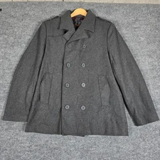 Alpine Swiss Men's Double Breasted Wool Blend Peacoat Charcoal Gray Size Medium