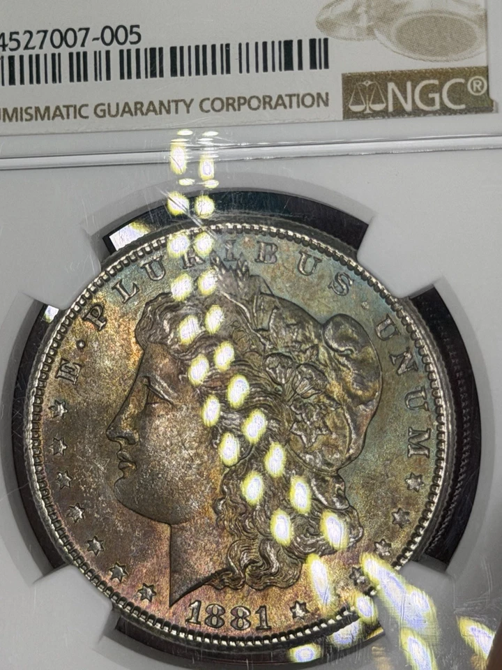Rust Orange Toned Morgan Silver Dollar 1881-S MS-63 NGC- See Video! - Image 4 of 4