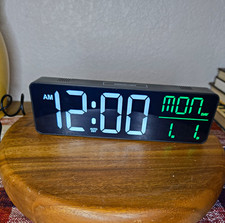 Peakeep Digital Alarm Clock Large LED Display Date Temp Auto DST USB Port Black