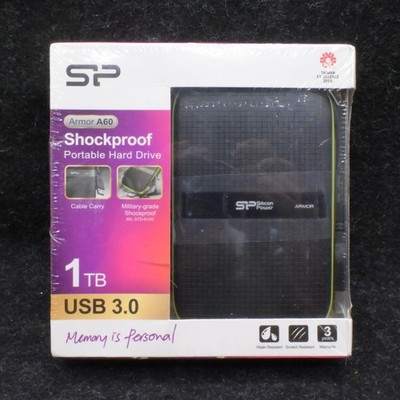 Silicon Power 1TB Armor A60 Shockproof Portable Hard Drive - SP010TBPHDA60S3K