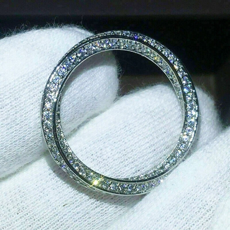 1ct Round Diamond VVS1/D Eternity Ring Wedding Band 14k White Gold Finish Size 7 - Image 3 of 4