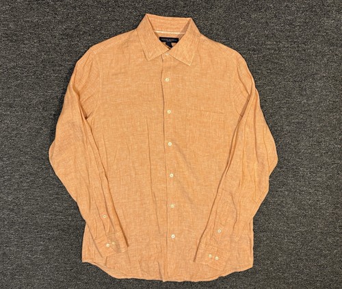 Banana Republic Men’s 100% Linen Button Down Shirt Orange Size Small - Picture 1 of 7
