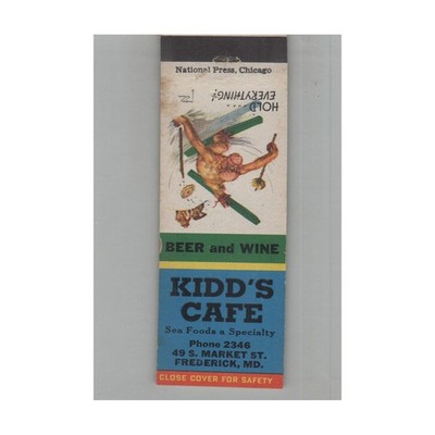 Matchbook Cover Kidd's Cafe Frederick MD