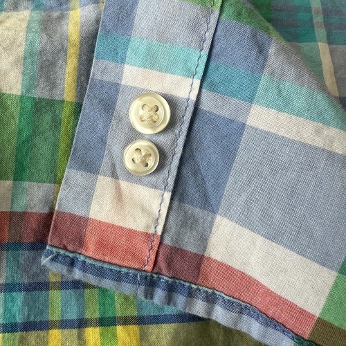 Ralph Lauren Polo Boys 7 Madras Plaid Short Sleeve Button Shirt Natural Stretch - Picture 9 of 11
