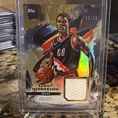 2024-25 Inception Scoot Henderson Relics Holo Gold 50/50 Bookend Game Used Patch