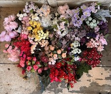 HUGE Vintage Colorful Millinery Flower LOT Mixed Floral Brocante Romantic Crafts