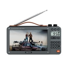 720P 7Inch Screen AM FM Movie Video Radio with Bluetooth Speaker, Grey
