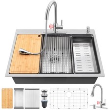 33 X 22 Inch Drop In Kitchen Sink With Touchless Kitchen Faucet Brushed Nickel S