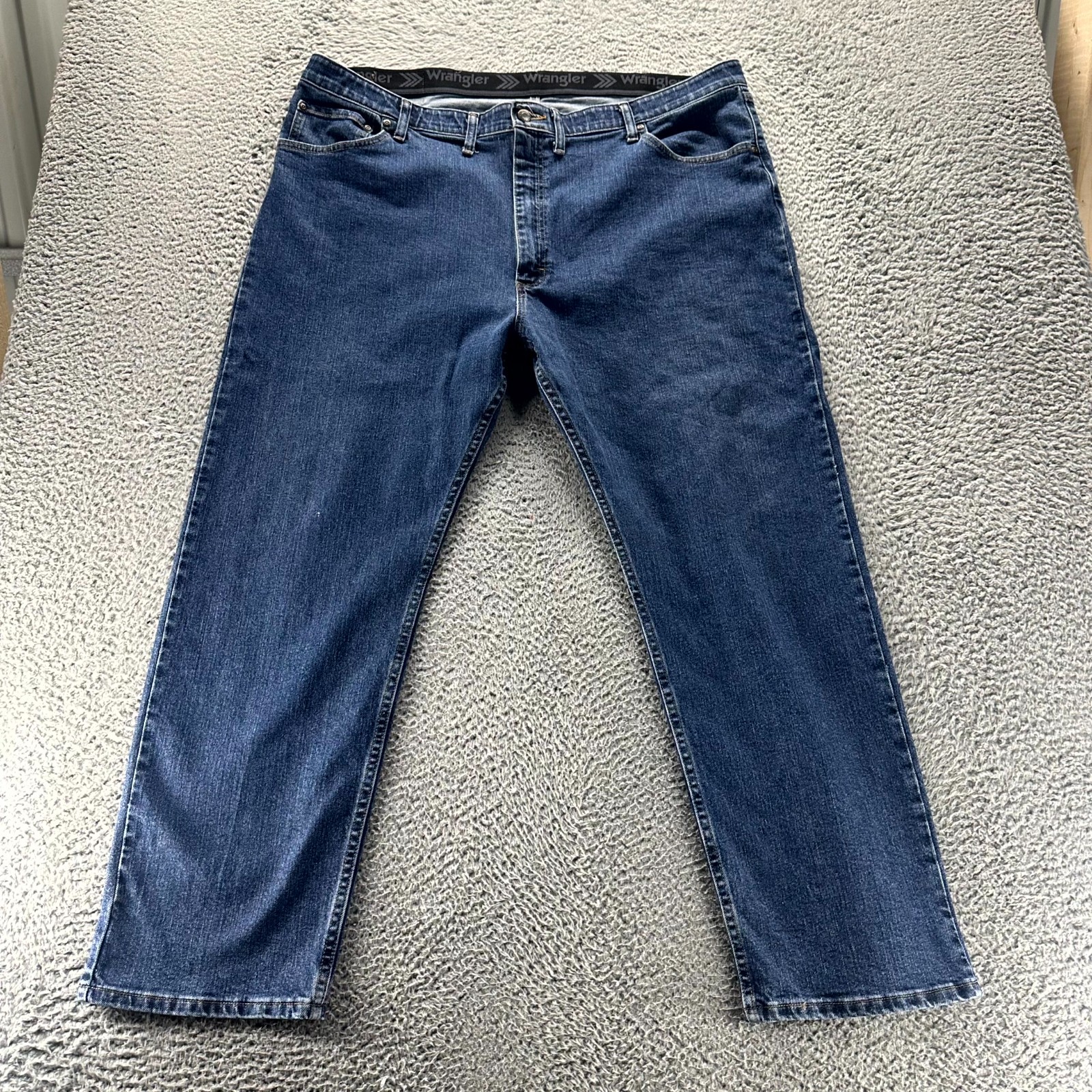 Mens 44x29 Blue Cotton Denim Straight Western Workwear Stretch