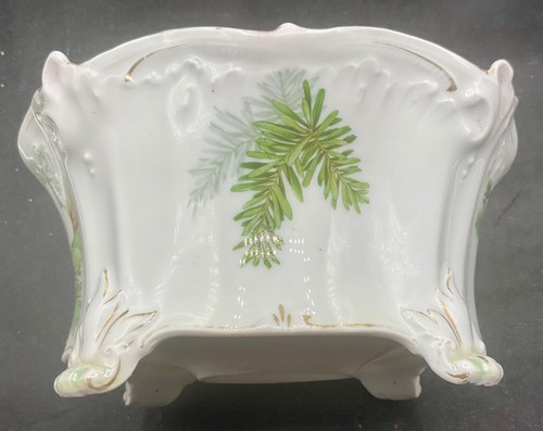 BEAUTIFUL RS PRUSSIA FOOTED FERNERY WITH DOGWOOD FLORAL GREEN DECORATION - Picture 3 of 8