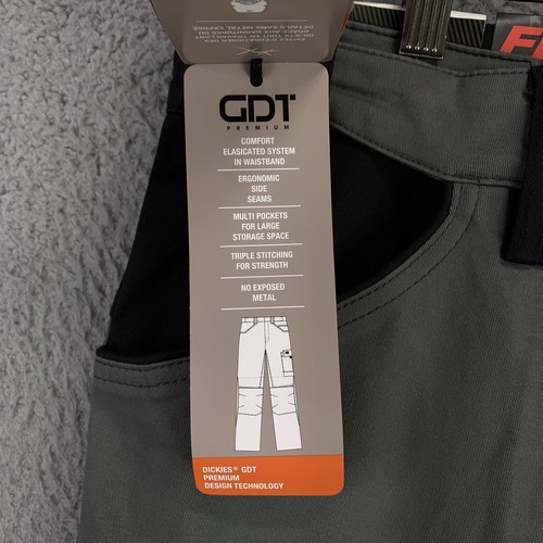 Dickies Pants Mens 38x32 Gray Black GDT Premium Flex Workwear Knee Pad Pockets - Picture 11 of 24
