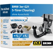 ANHÄNGERKUPPLUNG für BMW 3er G21 ab 19 vert. abnehmbar BRINK +7polig E-Satz ECS