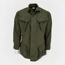 Vtg 1969 US Army Jungle Fatigue Tropical Combat Coat OG-107 Ripstop Small Long