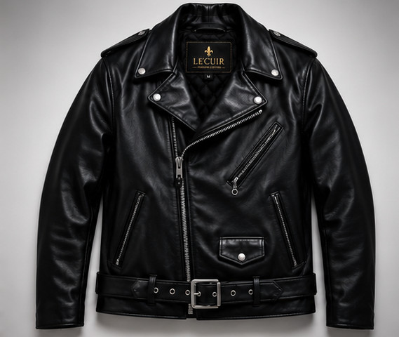 A men's classic leather motorcycle jacket, the Le'Cuir 120 features U.S. 