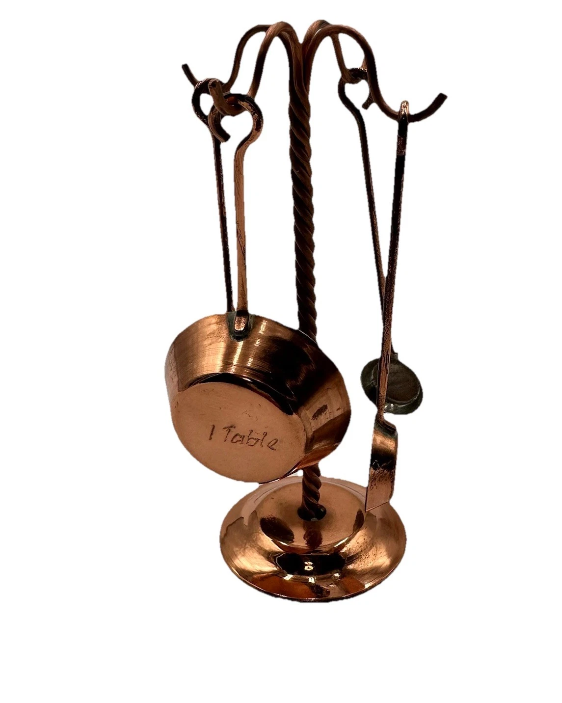 Vintage Copper Colored Measuring Spoons Hanging Rack H8 Vintage