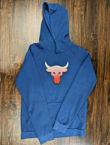 UNDER ARMOUR Hoodie Sweatshirt Youth XL Project Rock Blue Fleece Hooded Pullover - Picture 3 of 13