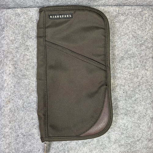 Jansport Travel Organizer Zippered Brown Case Passport Holder  Cord Keeper