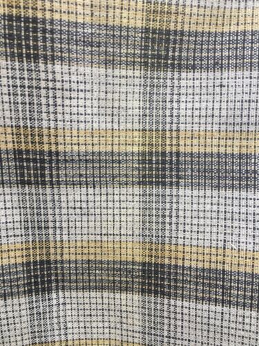 LIGHT GOLD BLACK Plaid 100% Linen Fabric (60 in.) Sold By The Yard - Picture 2 of 4