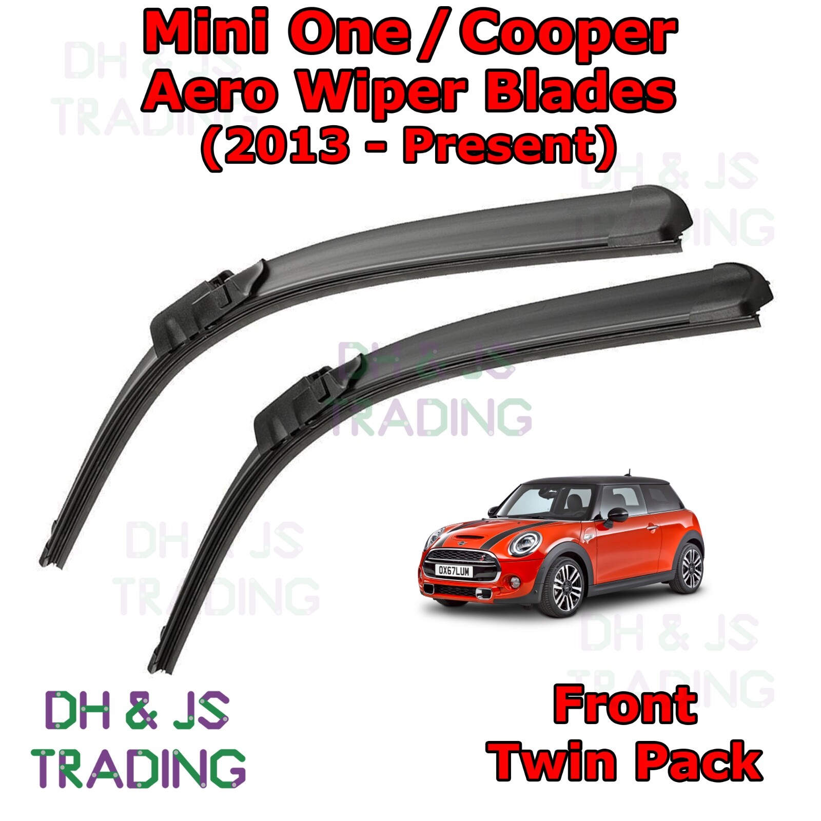(1419) Mini One / Cooper Aero Wiper Blades / Front Flat Blade Wipers
