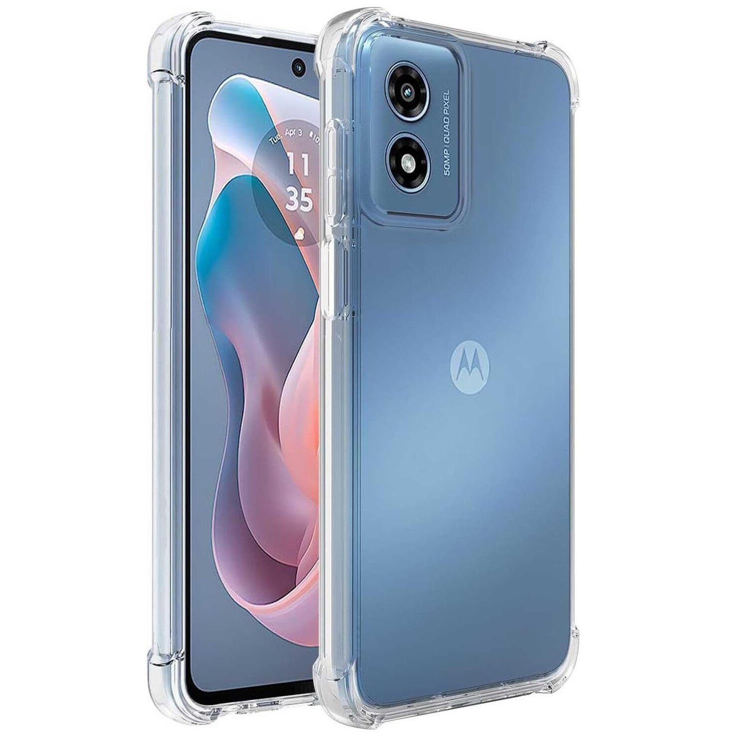 For Motorola Moto G Play (2024) Slim Clear Soft TPU Case Cover+Screen