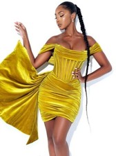 Women Gold velvet dress