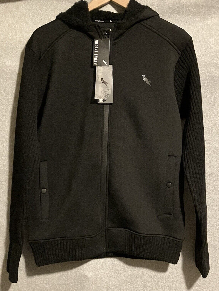 50’s deerskin zip up design jacket NEW Stone Falcon Jacket Men's Size S Black Sherpa Lined