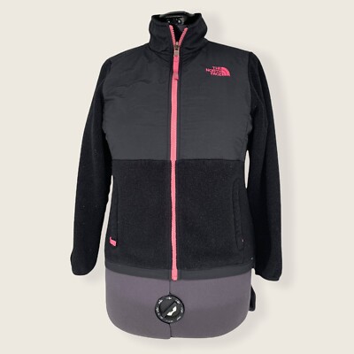 The North Face Black & Pink Full Zip Fleece Denali Jacket For Girls Size L 14/16