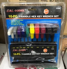 Cal-Hawk T-Handle Hex Key Wrench Set 10-pc SAE Hand Tools NIP