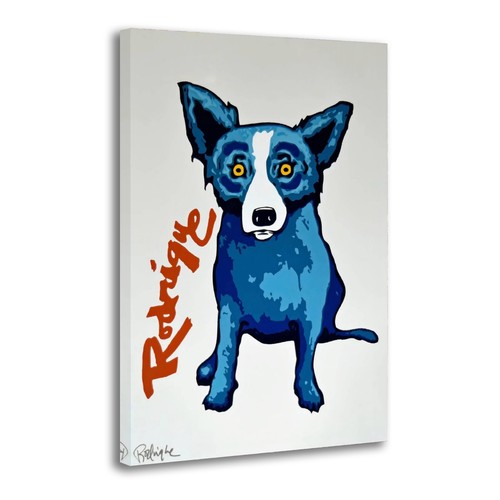 George Rodrigue Blue Dog Signature Dog Red Home Decor Wall Art Canvas Print