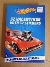 Hot Wheels 32 Valentines With 32 Stickers 47 Heart Seals 8 Designs  Paper Magic 