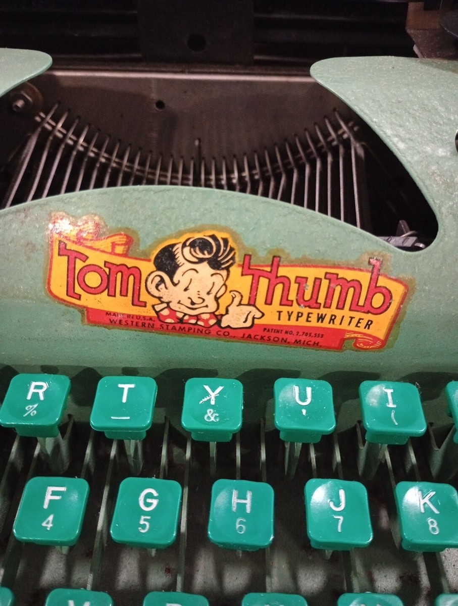 Vintage 1950's TOM THUMB Working Typewriter w Metal Case