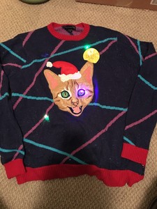 light up cat christmas sweater