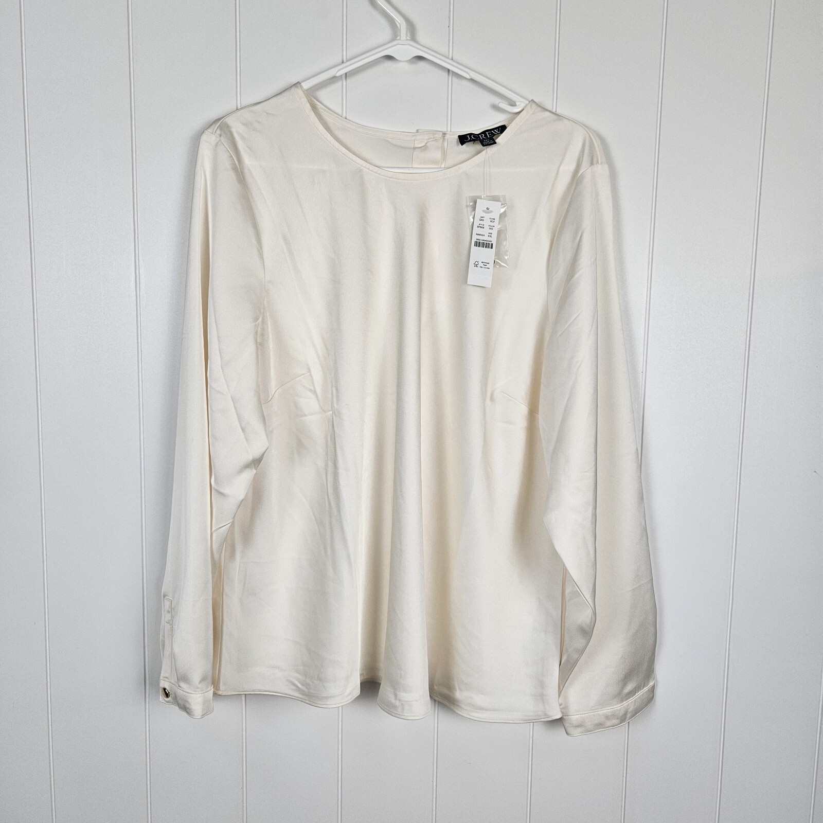 XXL J Crew Ivory Satin Blouse with Gold Buttons for Office Party or Dressy Occasions