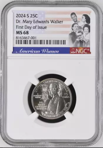 2024 S Dr Mary Edwards Walker Woman Quarter NGC MS 68 FDOI